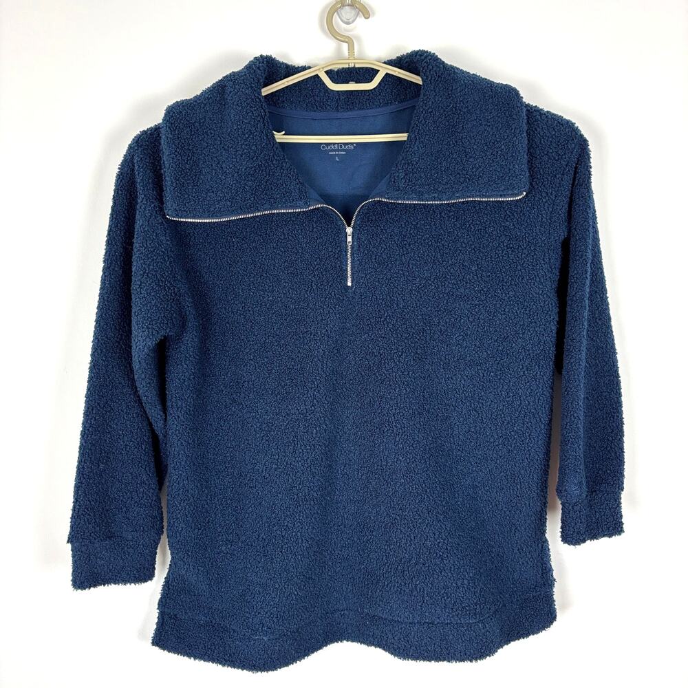 Cuddl Duds Women’s Heavy Weight Sherpa Fleece Quarter Zip Large cozy chunky